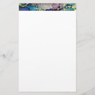 色数々の金ゴールドアルコールインク液体抽象芸術アート 便箋