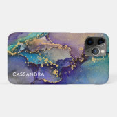 色数々の金ゴールドアルコールインク液体抽象芸術アート Case-Mate iPhoneケース (裏面(横))
