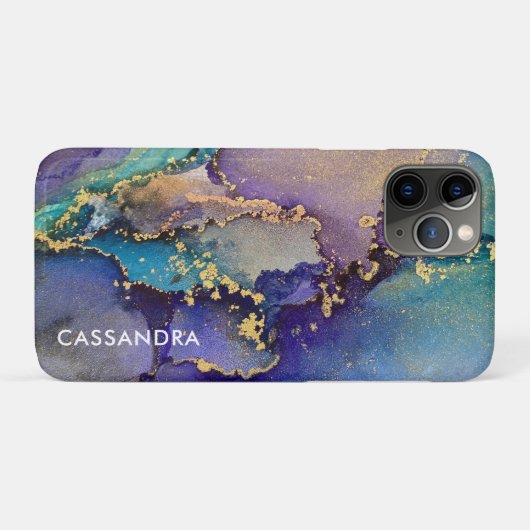 色数々の金ゴールドアルコールインク液体抽象芸術アート Case-Mate iPhoneケース (裏面(横))