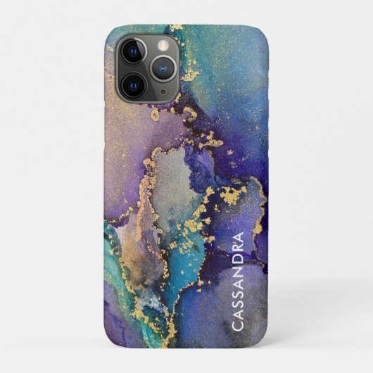 色数々の金ゴールドアルコールインク液体抽象芸術アート Case-Mate iPhoneケース (裏)