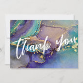 色数々の金ゴールド液体抽象芸術アート&タイポグラフィ サンキューカード (正面)
