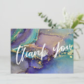 色数々の金ゴールド液体抽象芸術アート&タイポグラフィ サンキューカード (スタンド正面)
