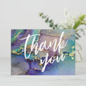 色数々の金ゴールド液抽象芸術アカジュアルール サンキューカード (スタンド正面)