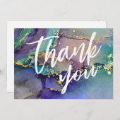 色数々の金ゴールド液抽象芸術アカジュアルール サンキューカード (正面/裏面)
