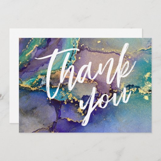 色数々の金ゴールド液抽象芸術アカジュアルール サンキューカード (正面/裏面)