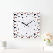 色数々の馬模様 スクエア壁時計 (ホーム)