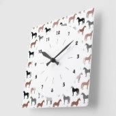 色数々の馬模様 スクエア壁時計 (傾斜)