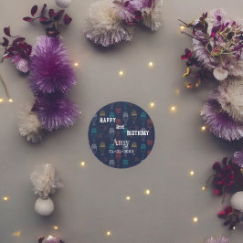 色数々の魚の柄シール ラウンドシール