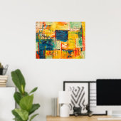 色数々の黄色抽象芸術アクリル絵画系 ポスター (ホームオフィス)