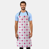 色星シームレスパターン、ピンク星ヴィンテージ エプロン (着用した状態)