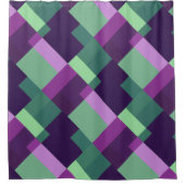 色正方形パープルピンクグリーン シャワーカーテン (正面)