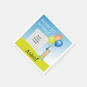 色気球チャイルドの最初の誕生日フォト スタンダードカクテルナプキン (角)