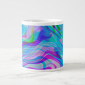 色液体カラフル抽象芸術模様(青) ジャンボコーヒーマグカップ (正面)