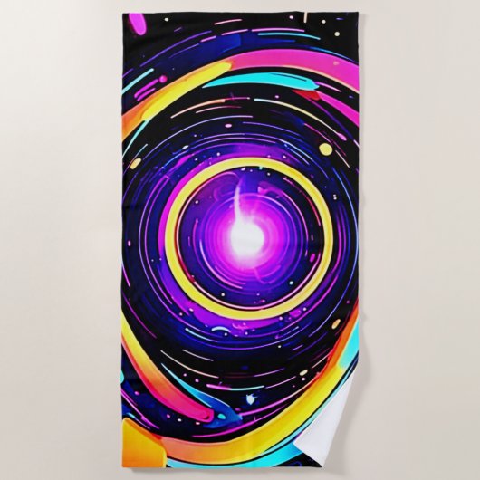 色渦アート ビーチタオル (正面)