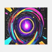 色渦アート フリースブランケット (正面(横))