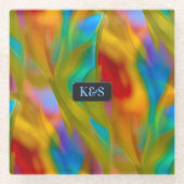 色火 – 炎ルックグラス – モノグラム/名前 ガラスコースター (正面)