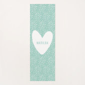 色点プリントとハート パーソナライズされた ヨガマット (正面)