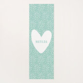 色点プリントとハート パーソナライズされた ヨガマット (裏面)