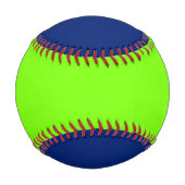 色無地の濃い青とネオングリーン 野球ボール (裏面)