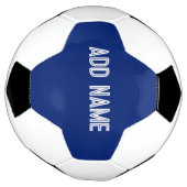 色無地の濃い青 – 名前の追加 サッカーボール (回転)