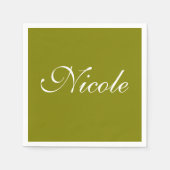 色無地の緑と白の名カスタマイズ前 スタンダードカクテルナプキン (正面)