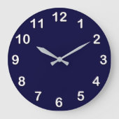 色無地の: Navy Blue ラージ壁時計 (正面)