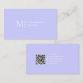 色無地のQRコードのモダンPeriwinkle 名刺 (正面/裏面)