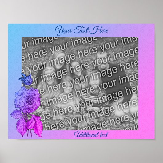 色牡丹の花パーソナライズされた写真を追加 ポスター (正面)