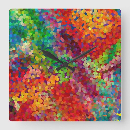 色理論の衝突 スクエア壁時計 (正面)