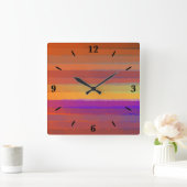 色白熱［赤熱］光を放つ芸術の日の出の塩ポップ・アートの辛い水色 スクエア壁時計 (ホーム)