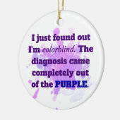 色盲おもしろいジョーク紫ブルー セラミックオーナメント (左)