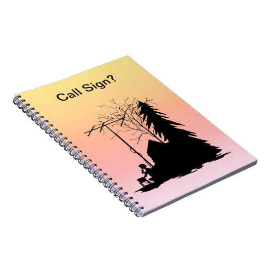 色相のハムオペレータシルエットのノート ノートブック (右側)