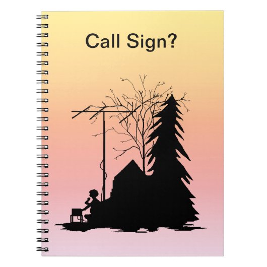 色相のハムオペレータシルエットのノート ノートブック (正面)