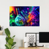 色科学化学者抽象芸術ネオンクール ポスター (ホームオフィス)