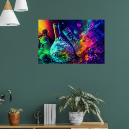 色科学化学者抽象芸術ネオンクール ポスター