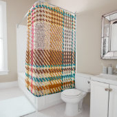 色糸市松模様にを使った茶色の布。Scott シャワーカーテン (インサイチュ)