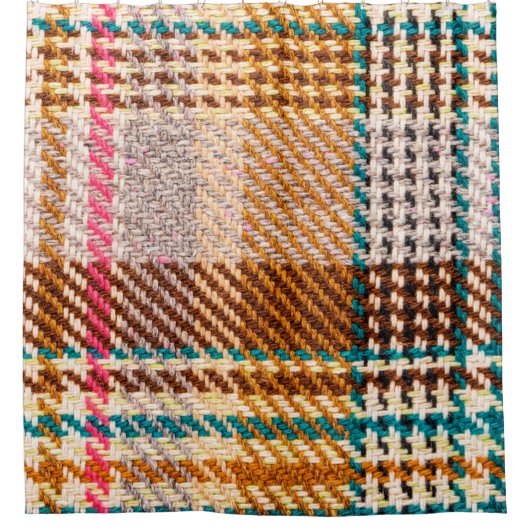 色糸市松模様にを使った茶色の布。Scott シャワーカーテン (正面)