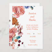 色素晴らし数々のの花結婚式招待状 招待状 (正面/裏面)