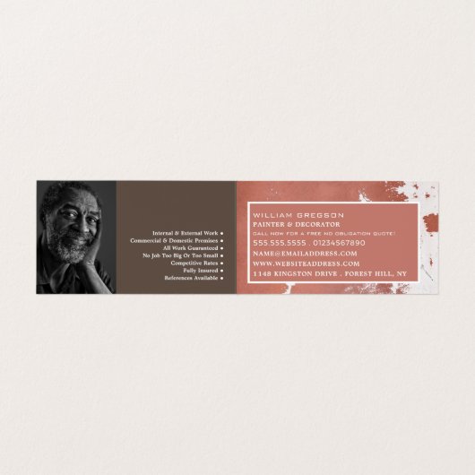 色絵を描あせた壁、画家&デコレータ写真 名刺 (内部フラット)