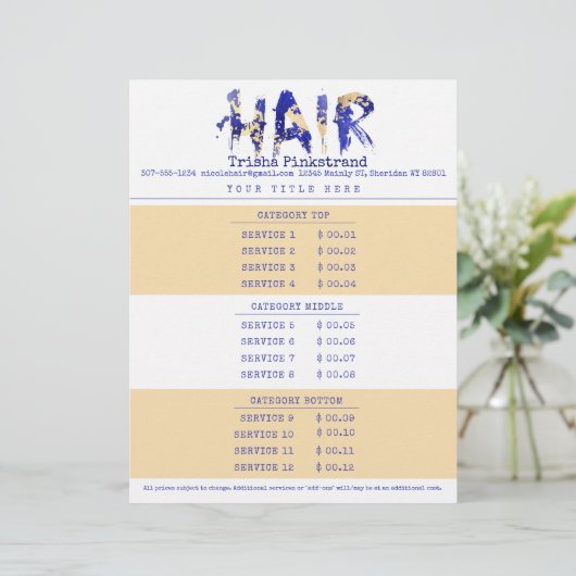 色美容師サロンカスタムサービス価格表 レターヘッド (スタンド正面)