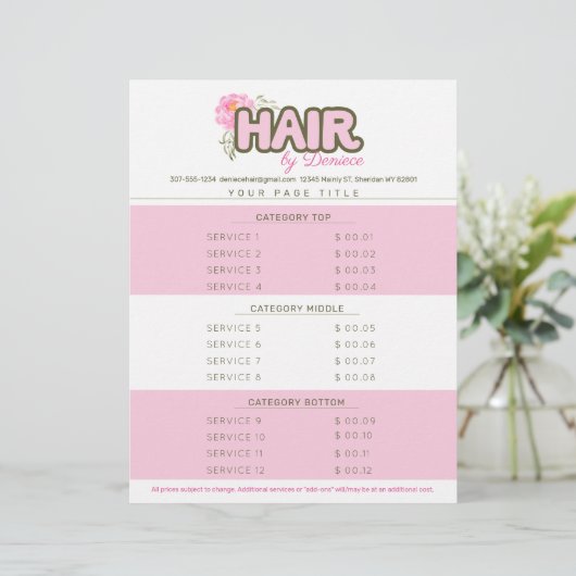 色美容師サロンカスタムサービス価格表 レターヘッド (スタンド正面)