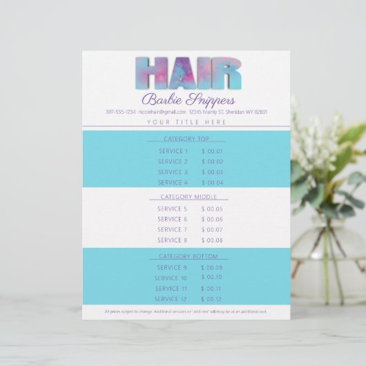 色美容師サロンカスタムサービス価格表 レターヘッド (スタンド正面)