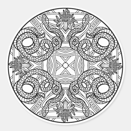 色自分のカラージングブックデザインクラフトステッカー ラウンドシール (正面)