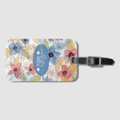 色自然水彩フローラ葉アート ラゲッジタグ (正面横)