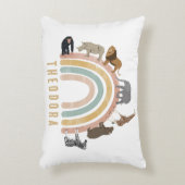 色自然水彩虹の動物 アクセントクッション (正面(垂直))