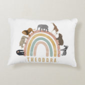 色自然水彩虹の動物 アクセントクッション (裏面)