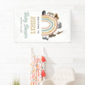 色自然虹の動物の赤ちゃんシャワーへようこそ 横断幕 (インサイチュ)