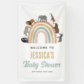 色自然虹の動物の赤ちゃんシャワーへようこそ 横断幕 (縦)