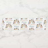 色自然虹ジャングル動物誕生日名 ペットボトルラベル (シングルラベル)