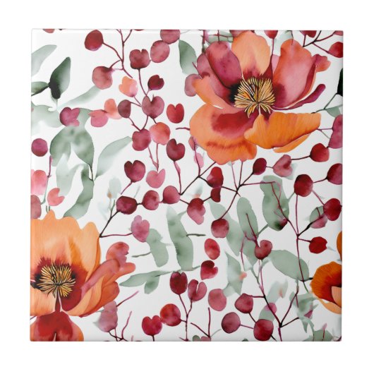 色自然、秋花 タイル (正面)